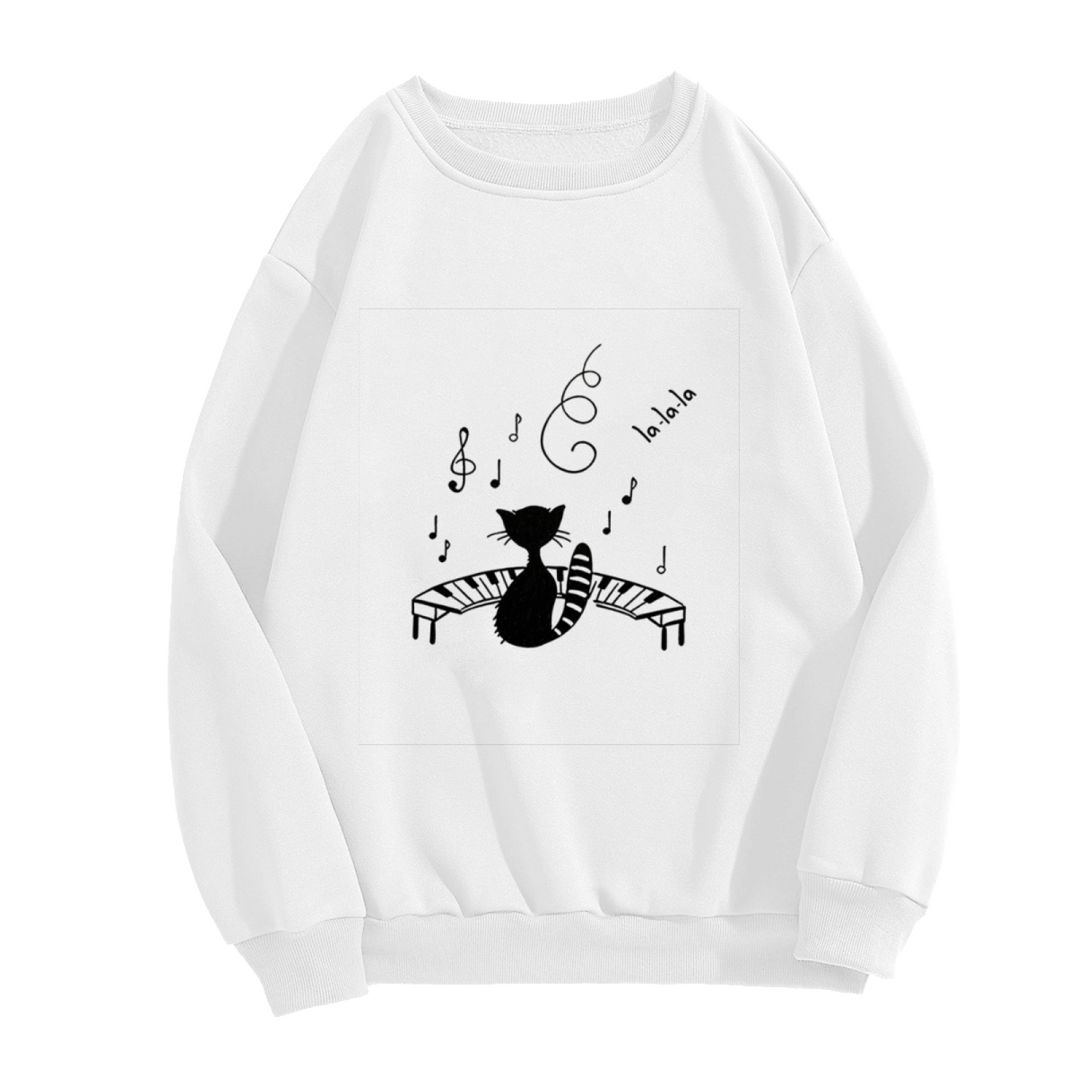 Musical Piano?Playing Black Cat Crewneck Sweatshirt