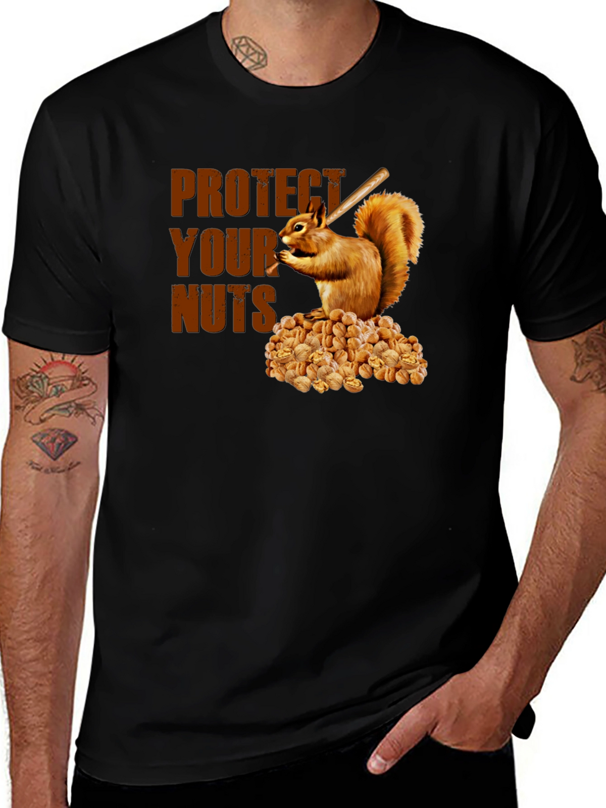 Protect Your Nuts T-Shirt Funny Squirrel Design