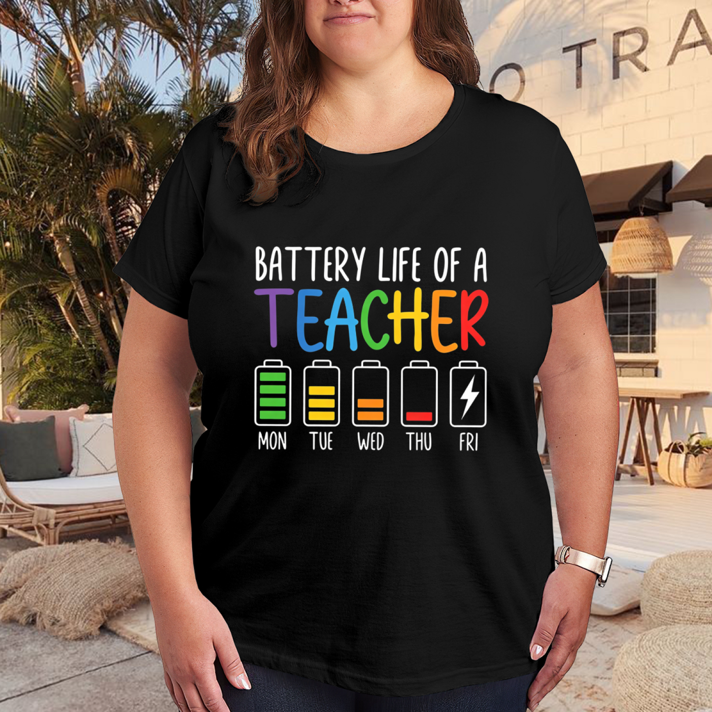 Funny Teacher Weekly Battery Energy Life Shirt