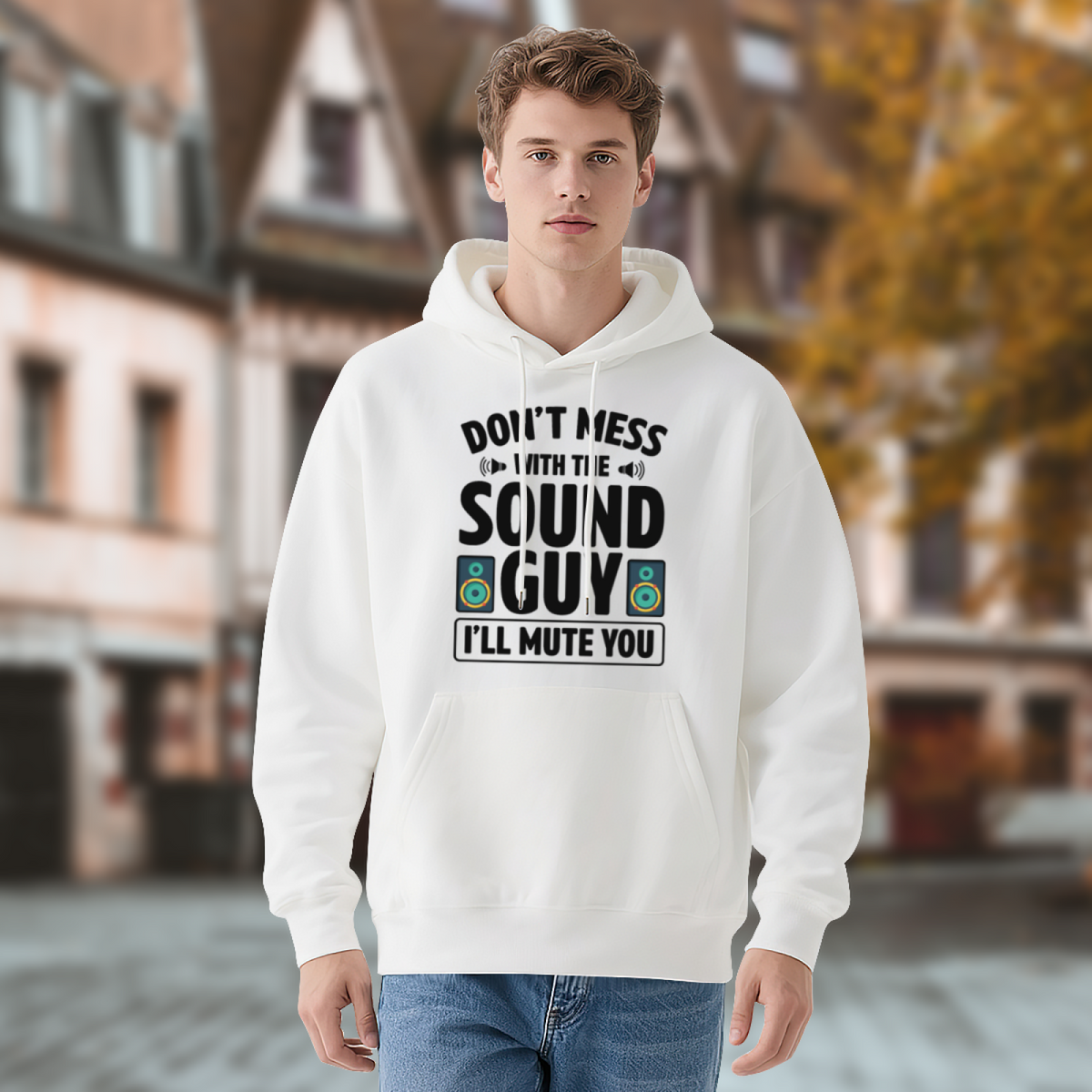 Funny Don¡¯t Mess With The Sound Guy Speaker White Hoodie, Cozy Music Staff Top