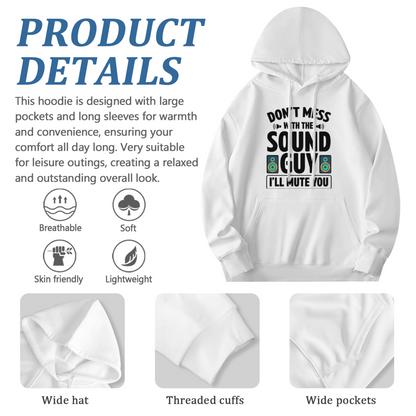 Funny Don¡¯t Mess With The Sound Guy Speaker White Hoodie, Cozy Music Staff Top