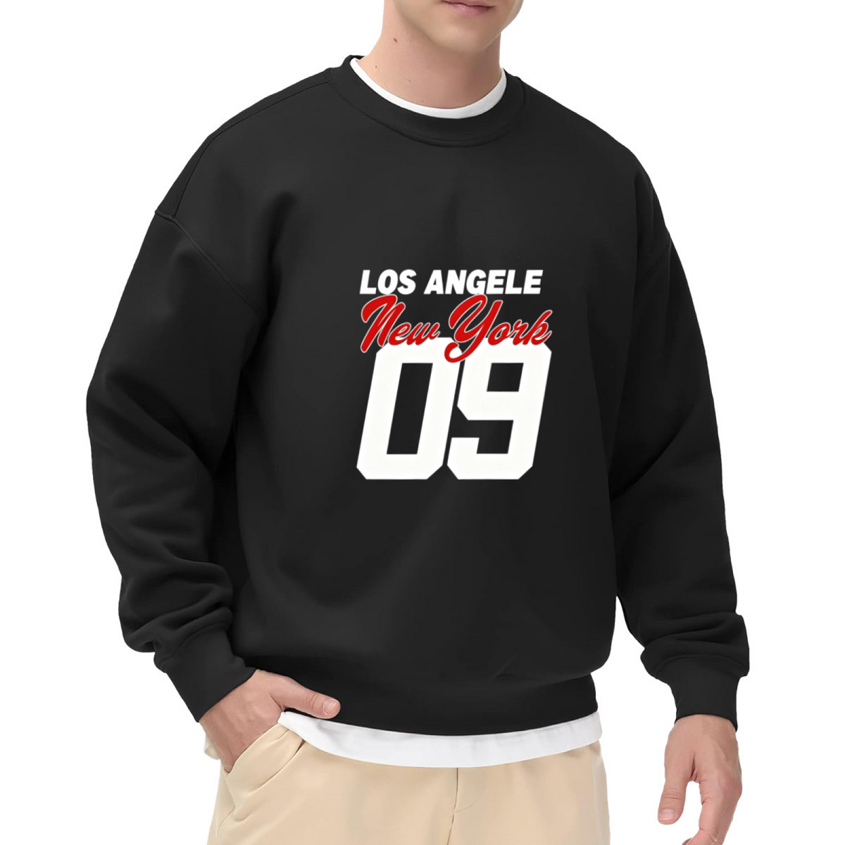 LA & NY Retro Number 09 Streetwear Crewneck Sweatshirt