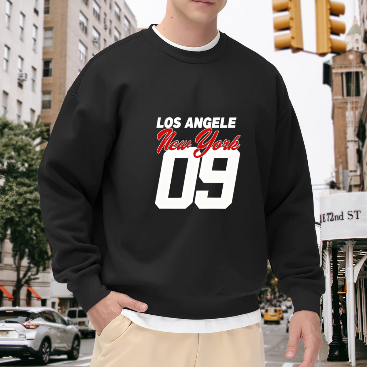 LA & NY Retro Number 09 Streetwear Crewneck Sweatshirt