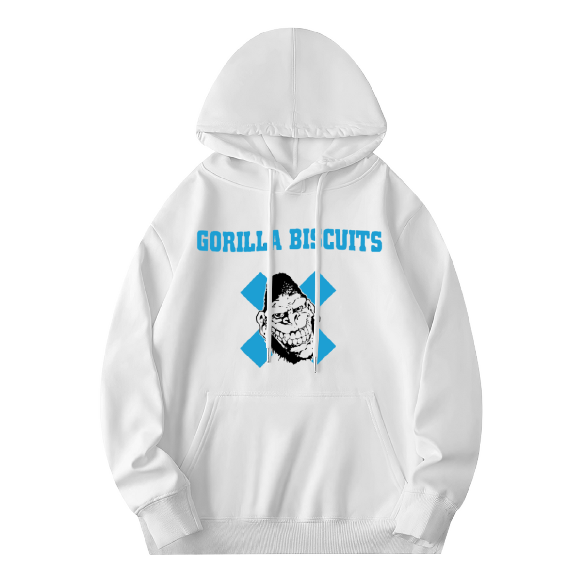 Gorilla Biscuits Retro White Graphic Hoodie, Unisex Punk Style Comfort Pullover