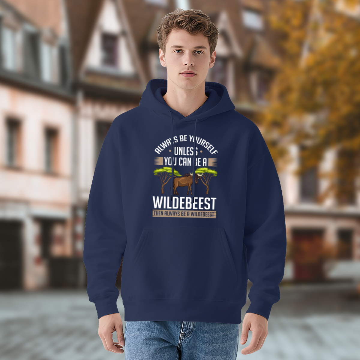 Funny Wildebeest Quote Animal Unisex Hoodie, Lightweight Cozy Top