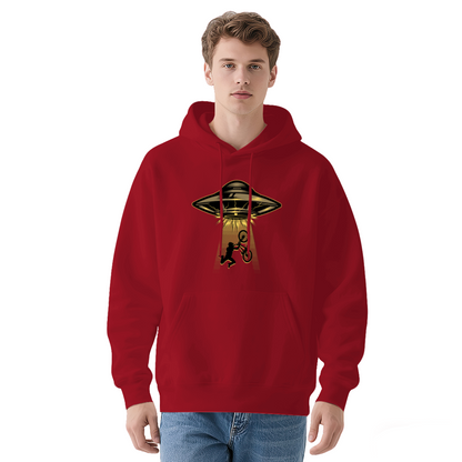 UFO Abduct BMX Bike Vintage Print Men Hoodie, Cozy Street Comfort