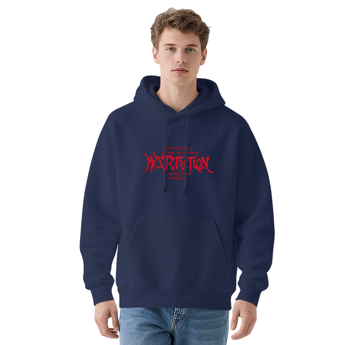 Retro Red Gothic Graphic Print Hoodie