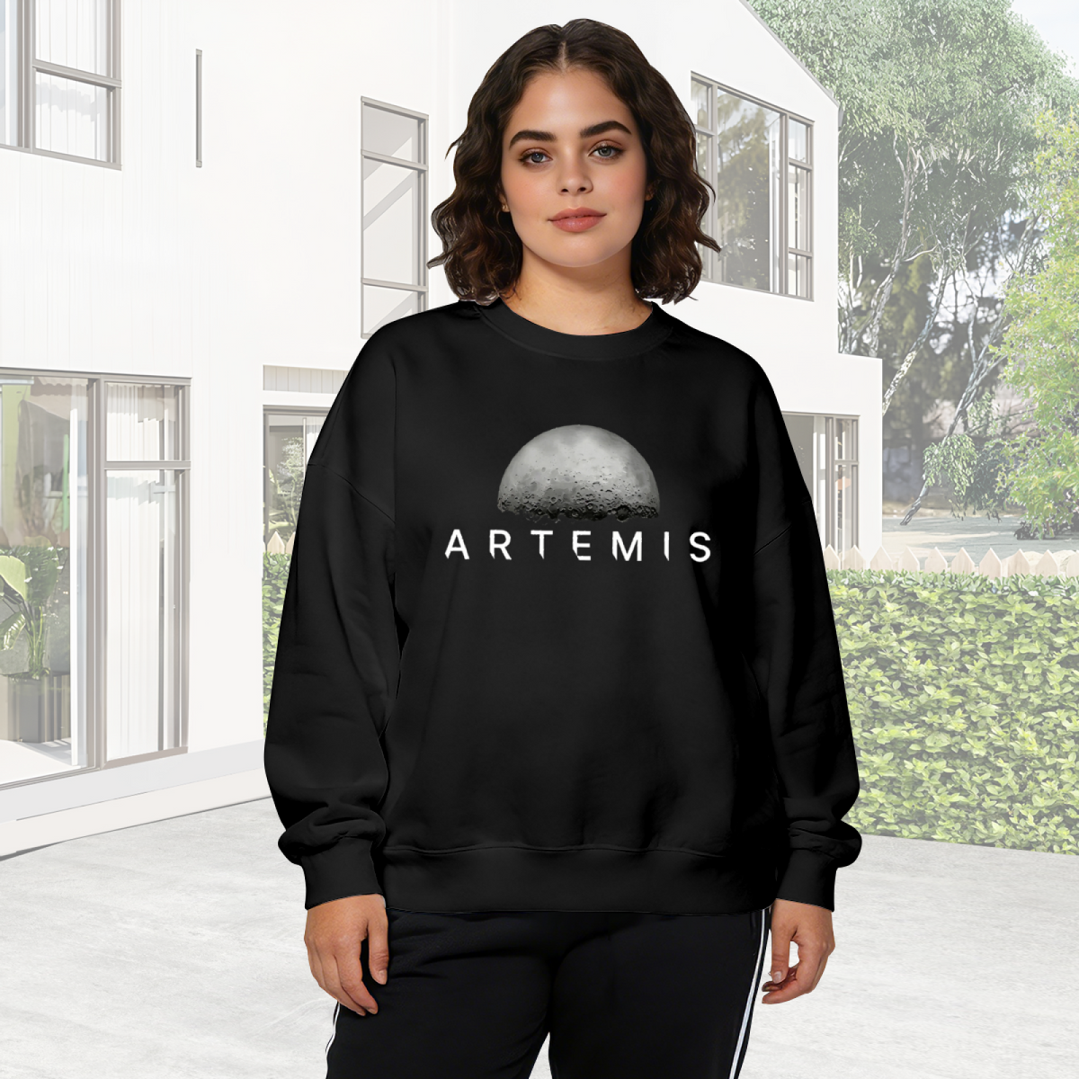 Artemis Lunar Graphic Crewneck Sweatshirt | Space Moon Mission Print Top