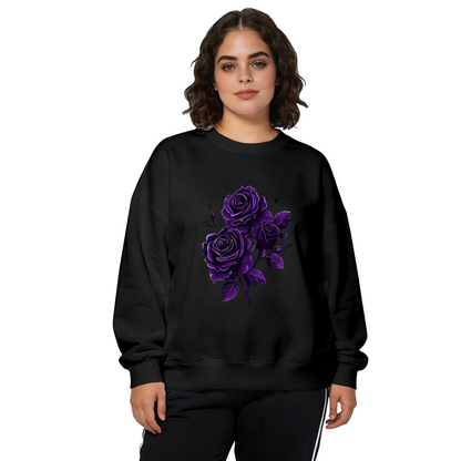 Stunning Deep Purple Rose Floral Art Crewneck Sweatshirt