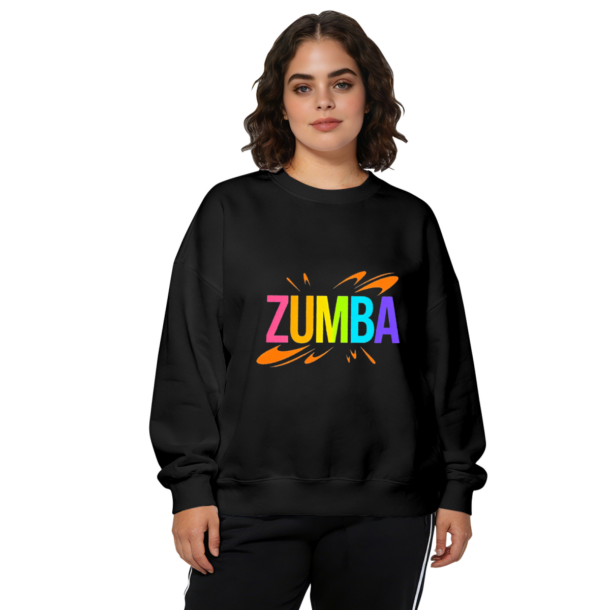 Zumba Rainbow Vibrant Letter Print Crewneck Sweatshirt