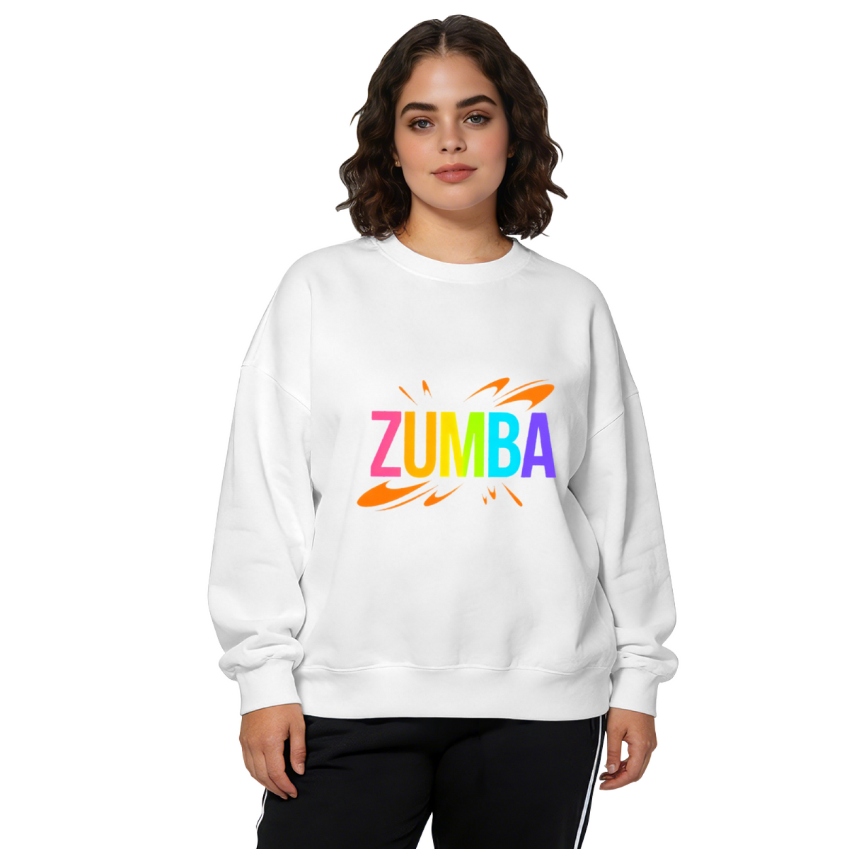 Zumba Rainbow Vibrant Letter Print Crewneck Sweatshirt