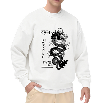 Japanese Black Dragon Street Graphic Crew Sweatshirt