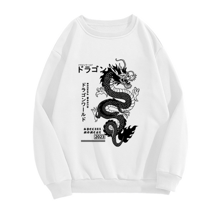 Japanese Black Dragon Street Graphic Crew Sweatshirt
