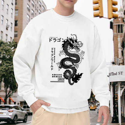 Japanese Black Dragon Street Graphic Crew Sweatshirt