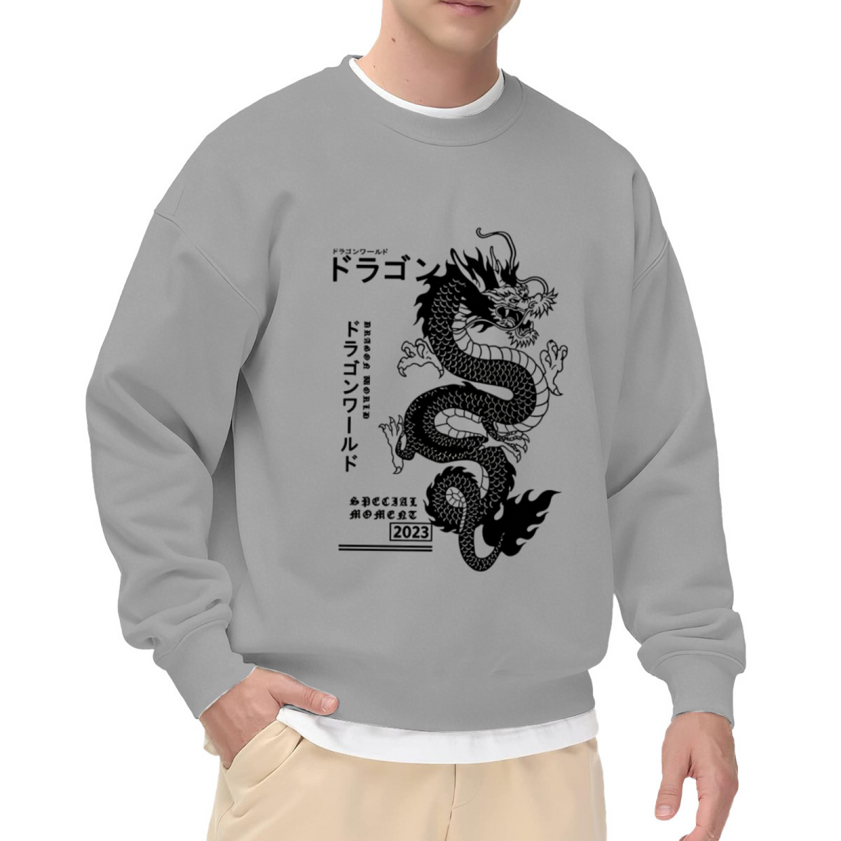 Japanese Black Dragon Street Graphic Crew Sweatshirt