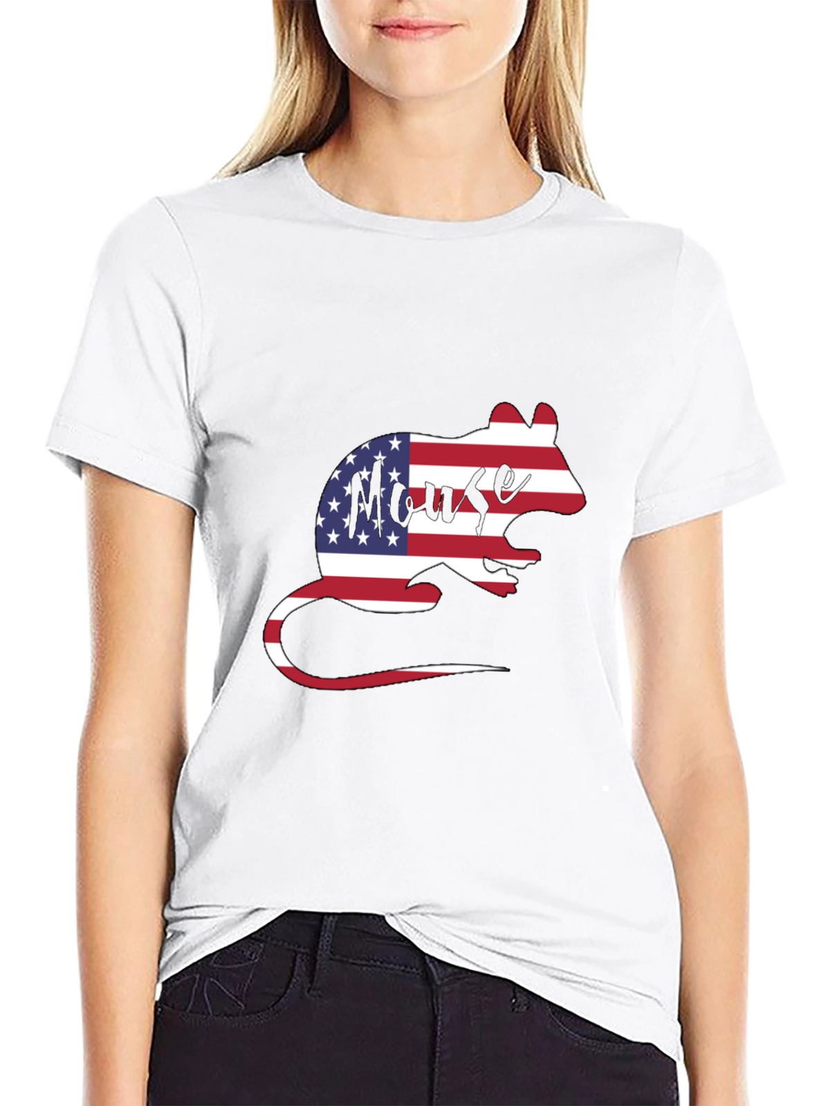 American Flag Mouse Graphic T-Shirt