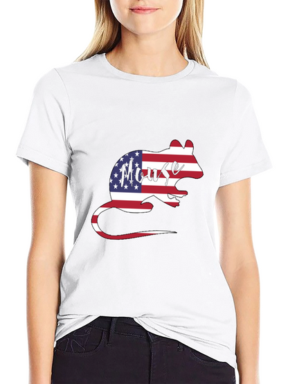 American Flag Mouse Graphic T-Shirt