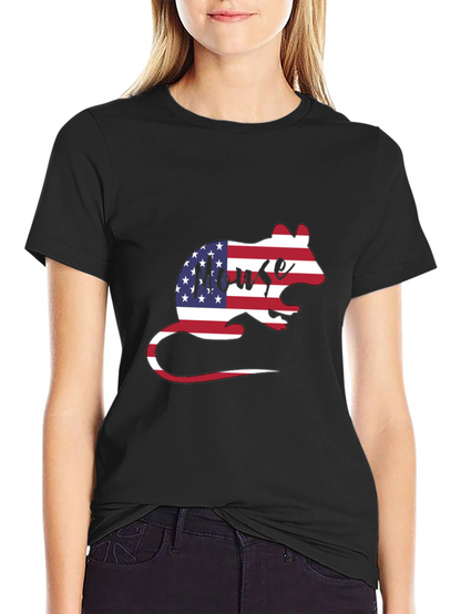 American Flag Mouse Graphic T-Shirt