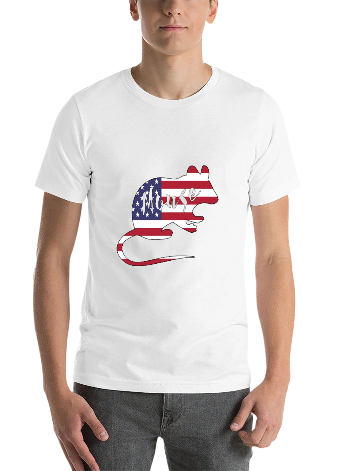 American Flag Mouse Graphic T-Shirt
