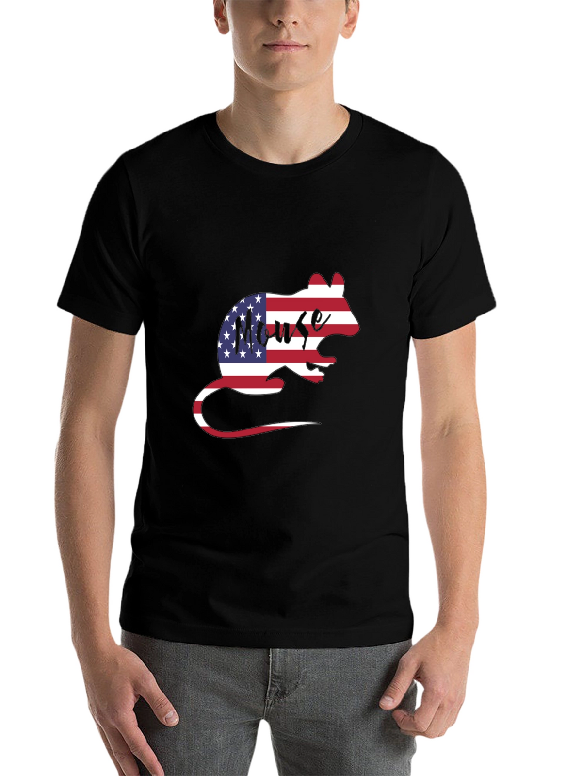 American Flag Mouse Graphic T-Shirt