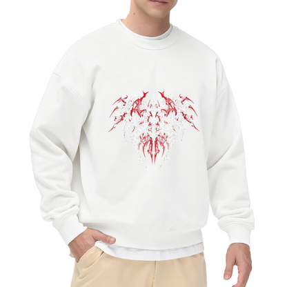 Gothic Red Thorn Skull Dark Streetwear Crewneck