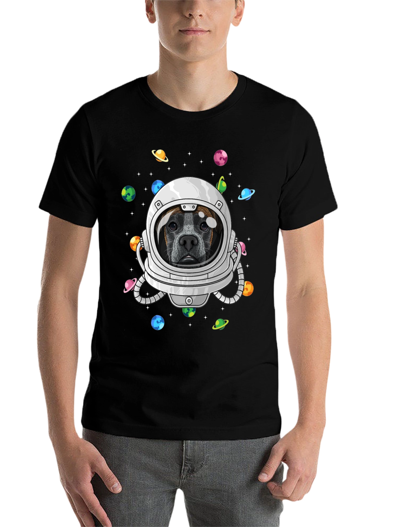 Dog Astronaut Graphic Tee - Outer Space Pup T-Shirt