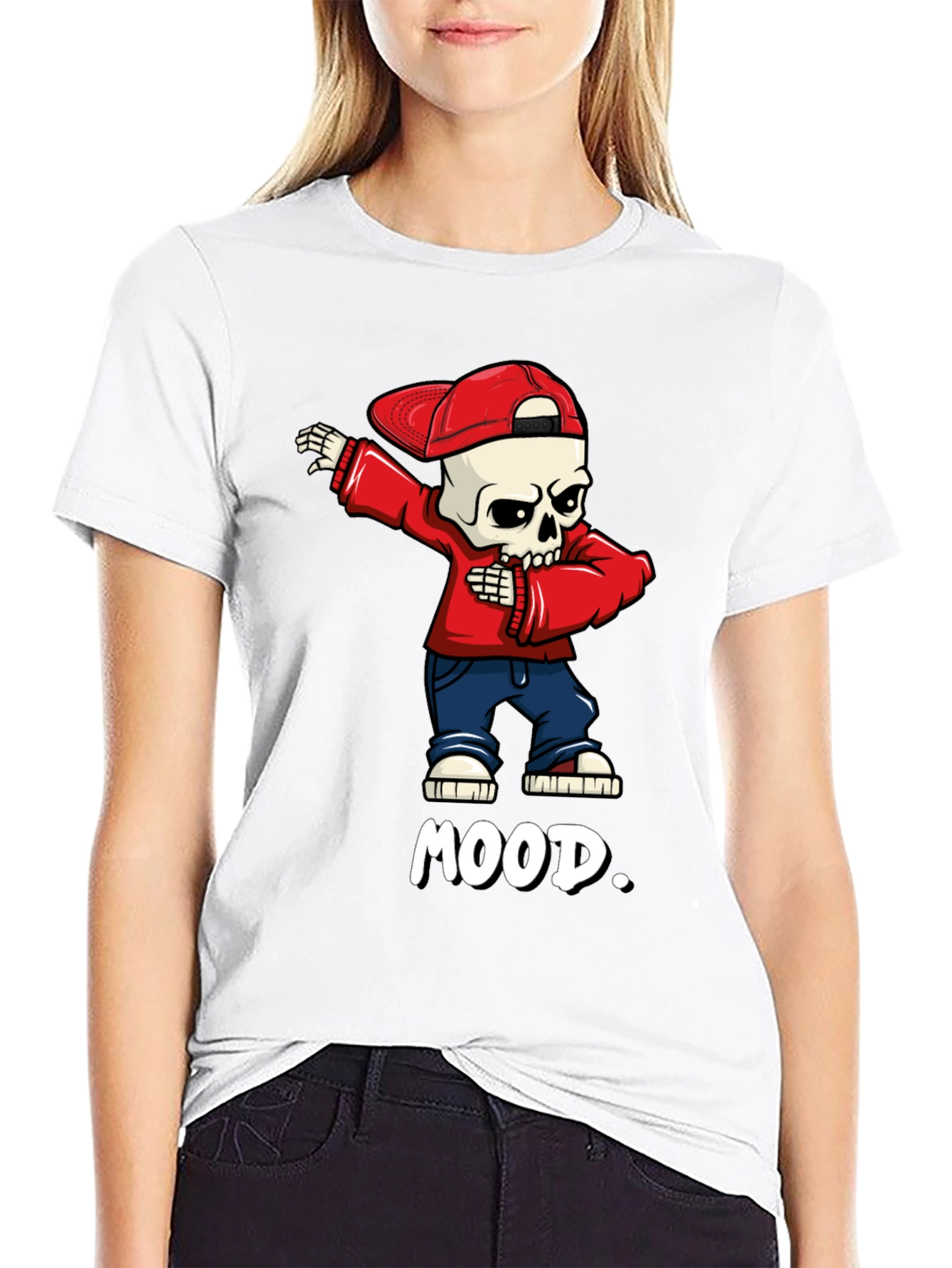 Mood Skeleton Dab Graphic Tee - Trendy Streetwear