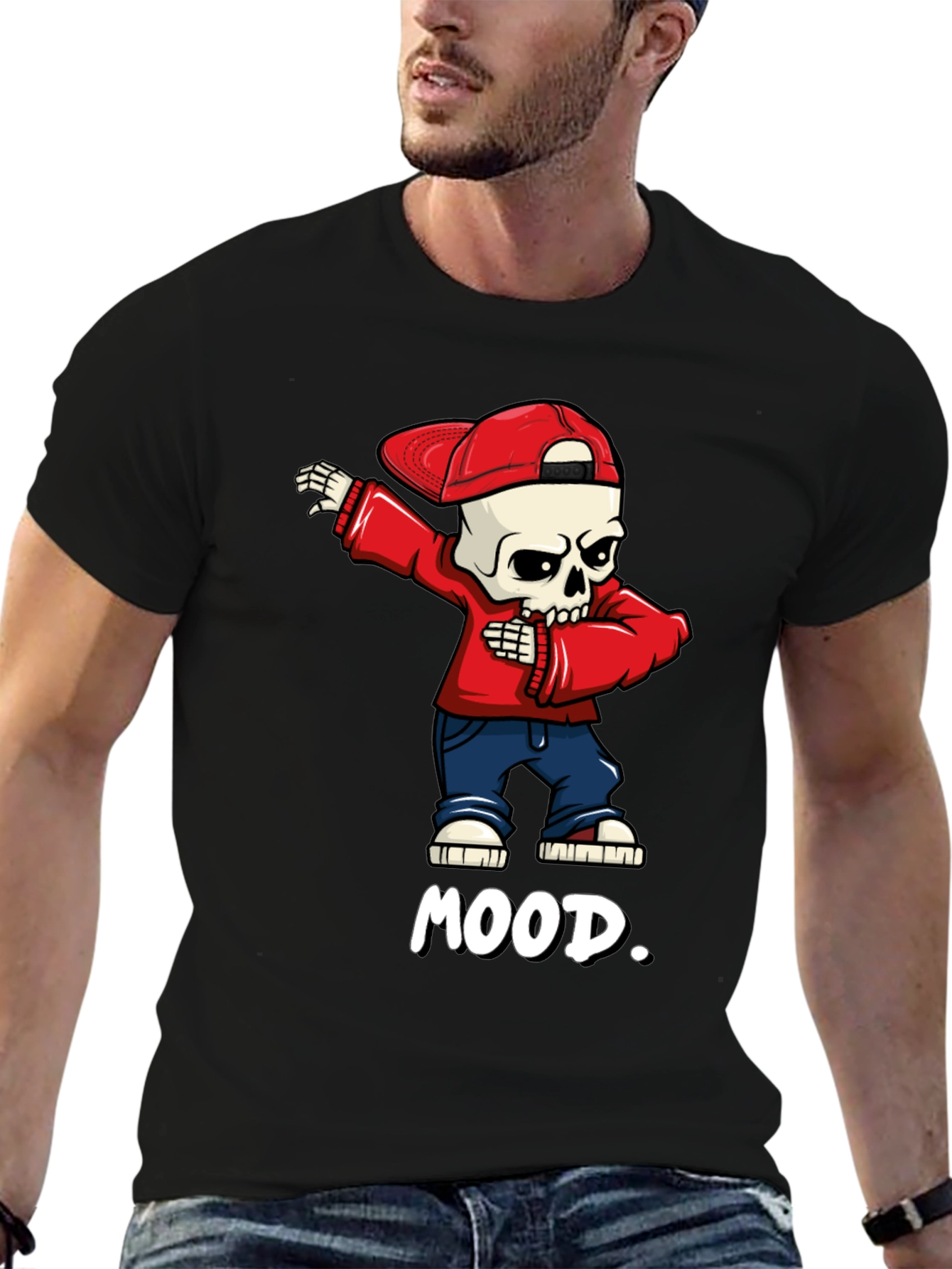 Mood Skeleton Dab Graphic Tee - Trendy Streetwear