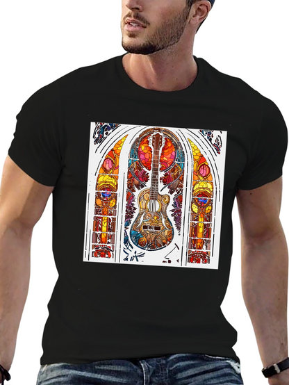 Guitar Stained Glass Graphic Tee - Black