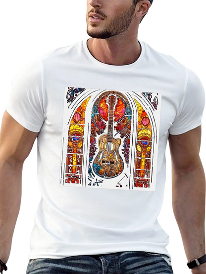 Guitar Stained Glass Graphic Tee - Black
