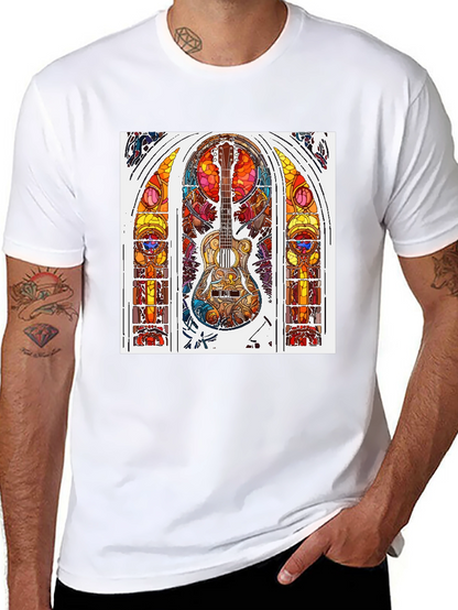 Guitar Stained Glass Graphic Tee - Black
