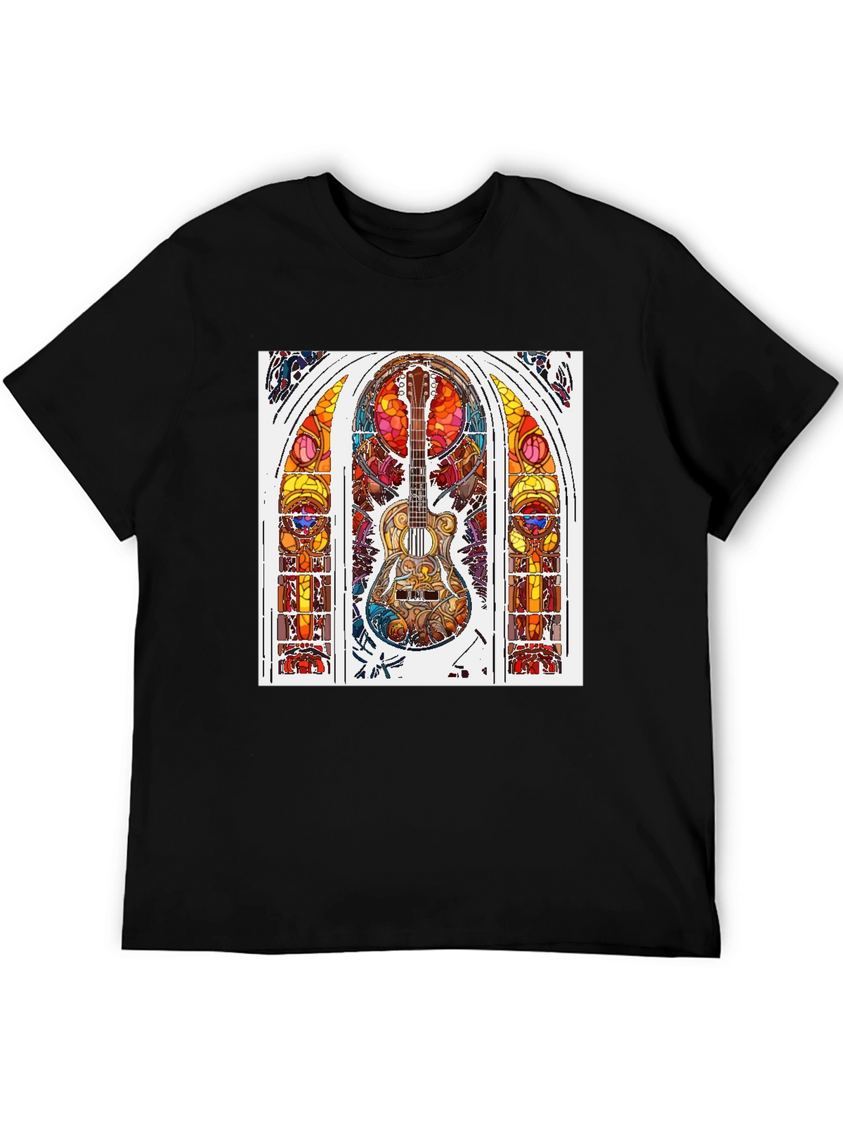 Guitar Stained Glass Graphic Tee - Black