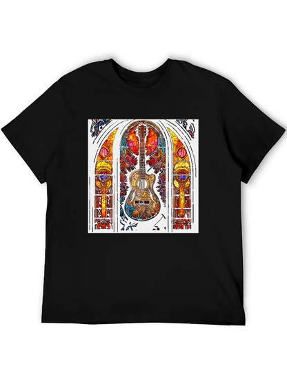 Guitar Stained Glass Graphic Tee - Black