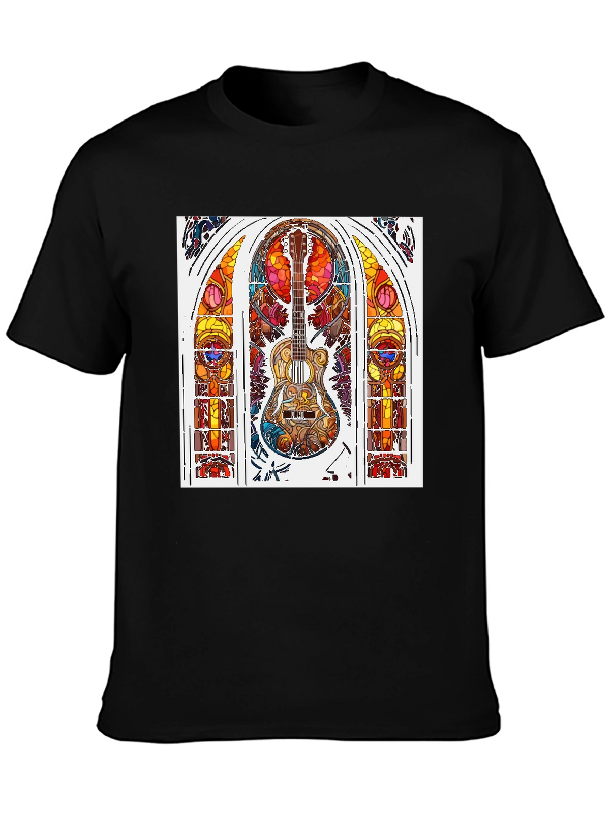 Guitar Stained Glass Graphic Tee - Black
