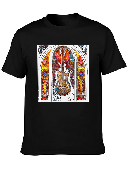 Guitar Stained Glass Graphic Tee - Black