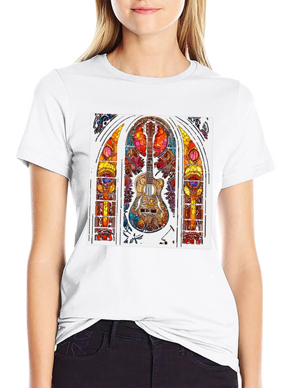 Guitar Stained Glass Graphic Tee - Black