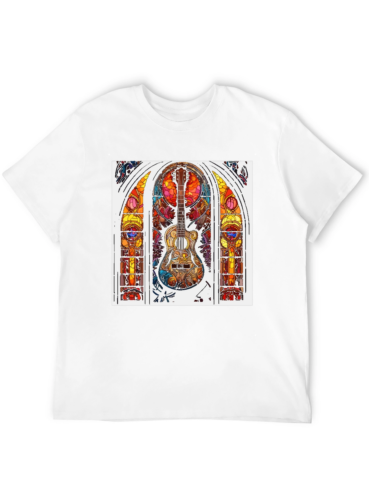 Guitar Stained Glass Graphic Tee - Black