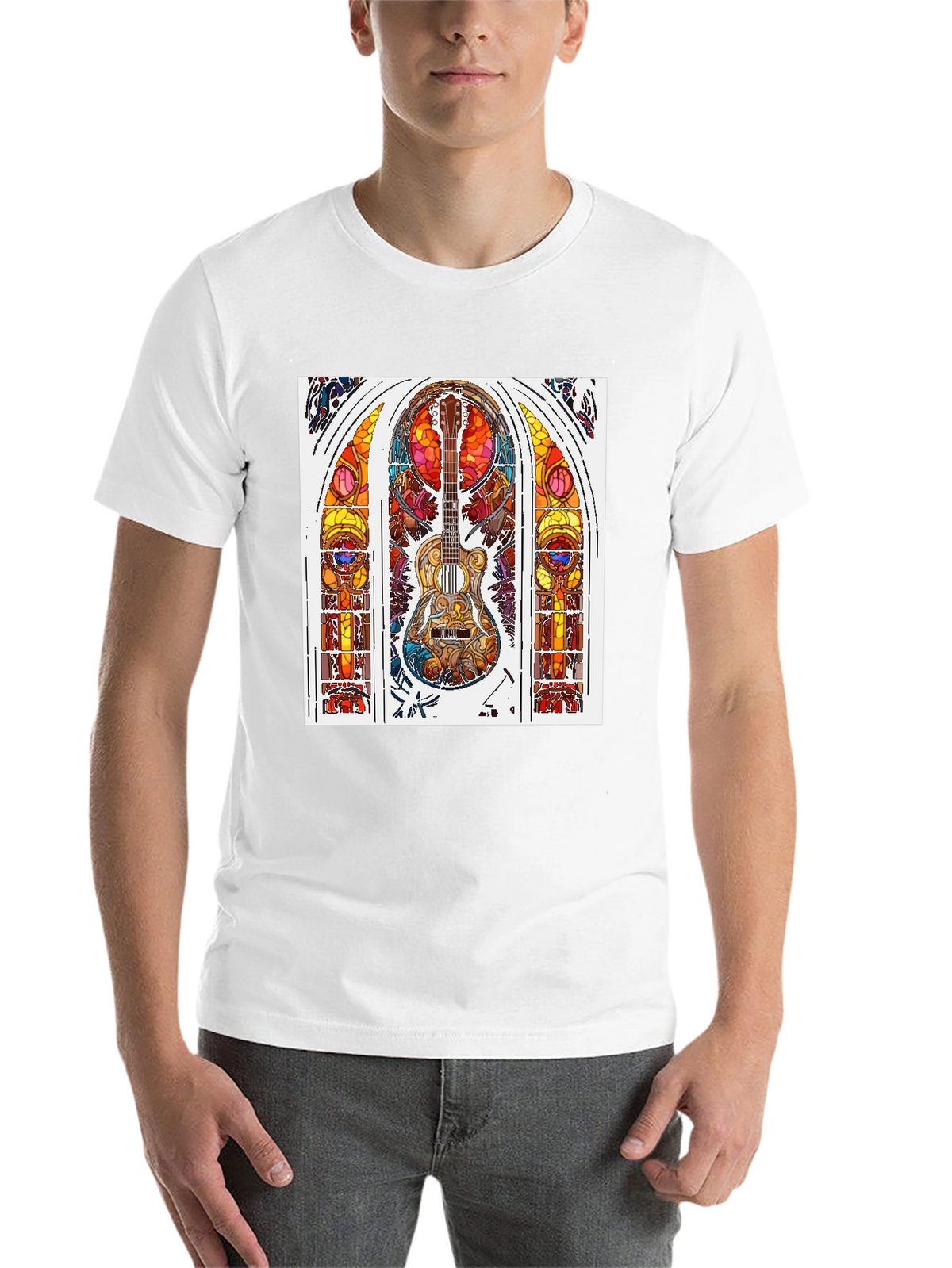 Guitar Stained Glass Graphic Tee - Black