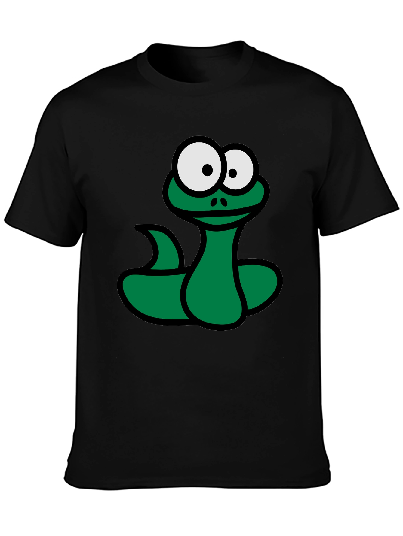 Cartoon Snake Graphic T-Shirt - Black Fun Design