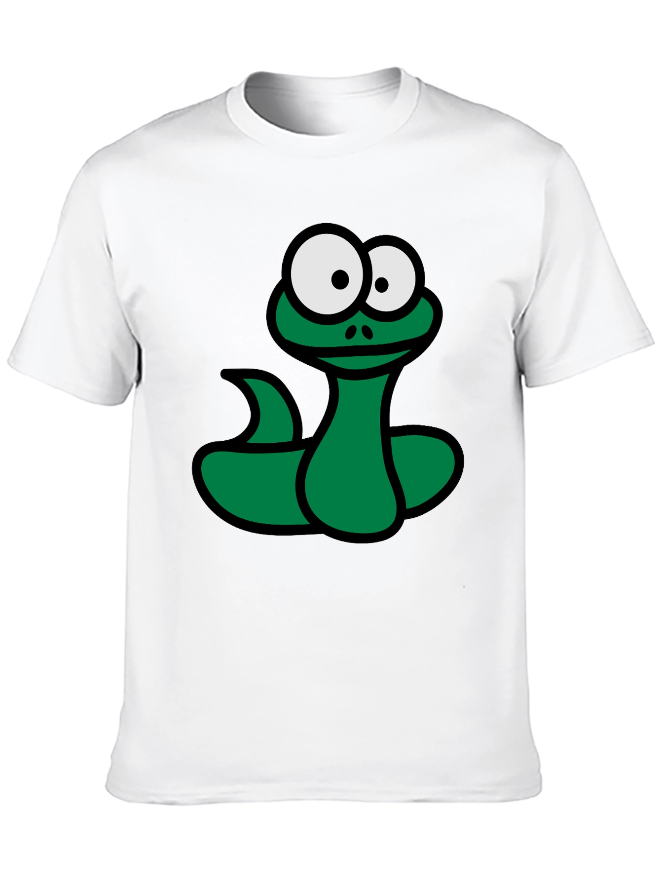 Cartoon Snake Graphic T-Shirt - Black Fun Design