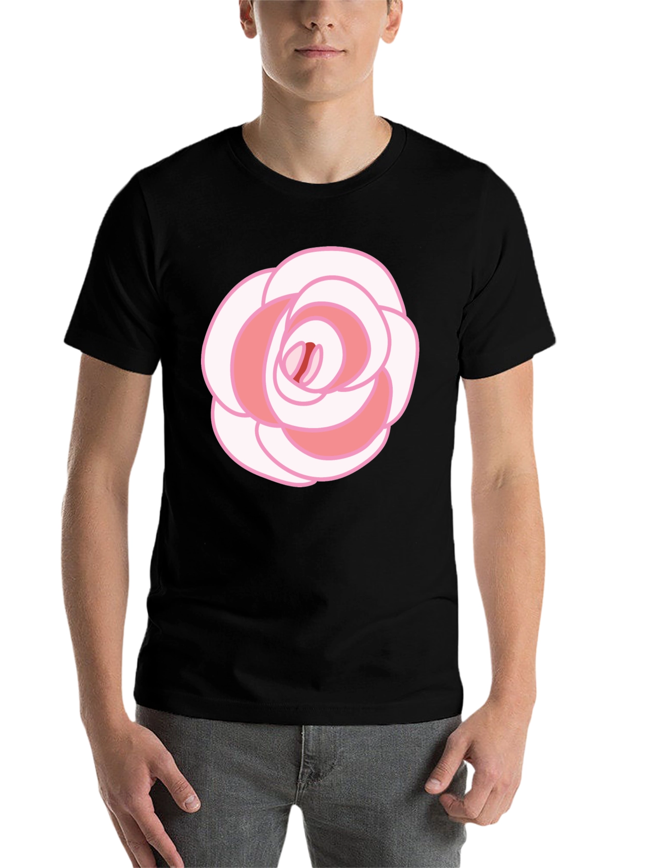 Rose Graphic T-Shirt - Black Cotton Blend