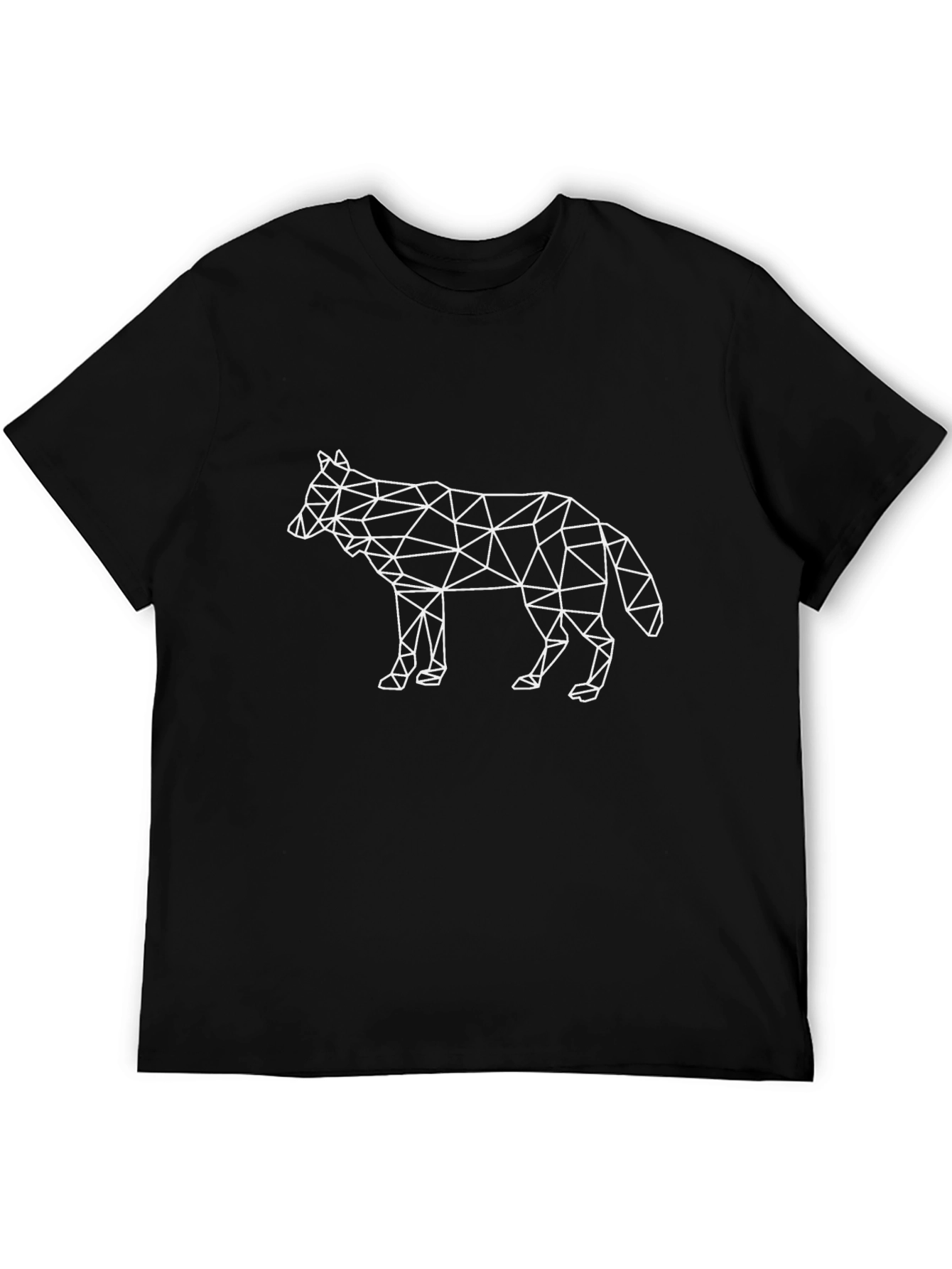 Geometric Wolf Graphic Tee - Stylish Black T-Shirt