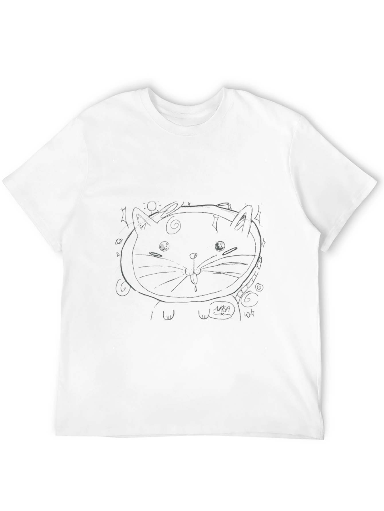 Cool Black Tee with Cat Astronaut Graphic
