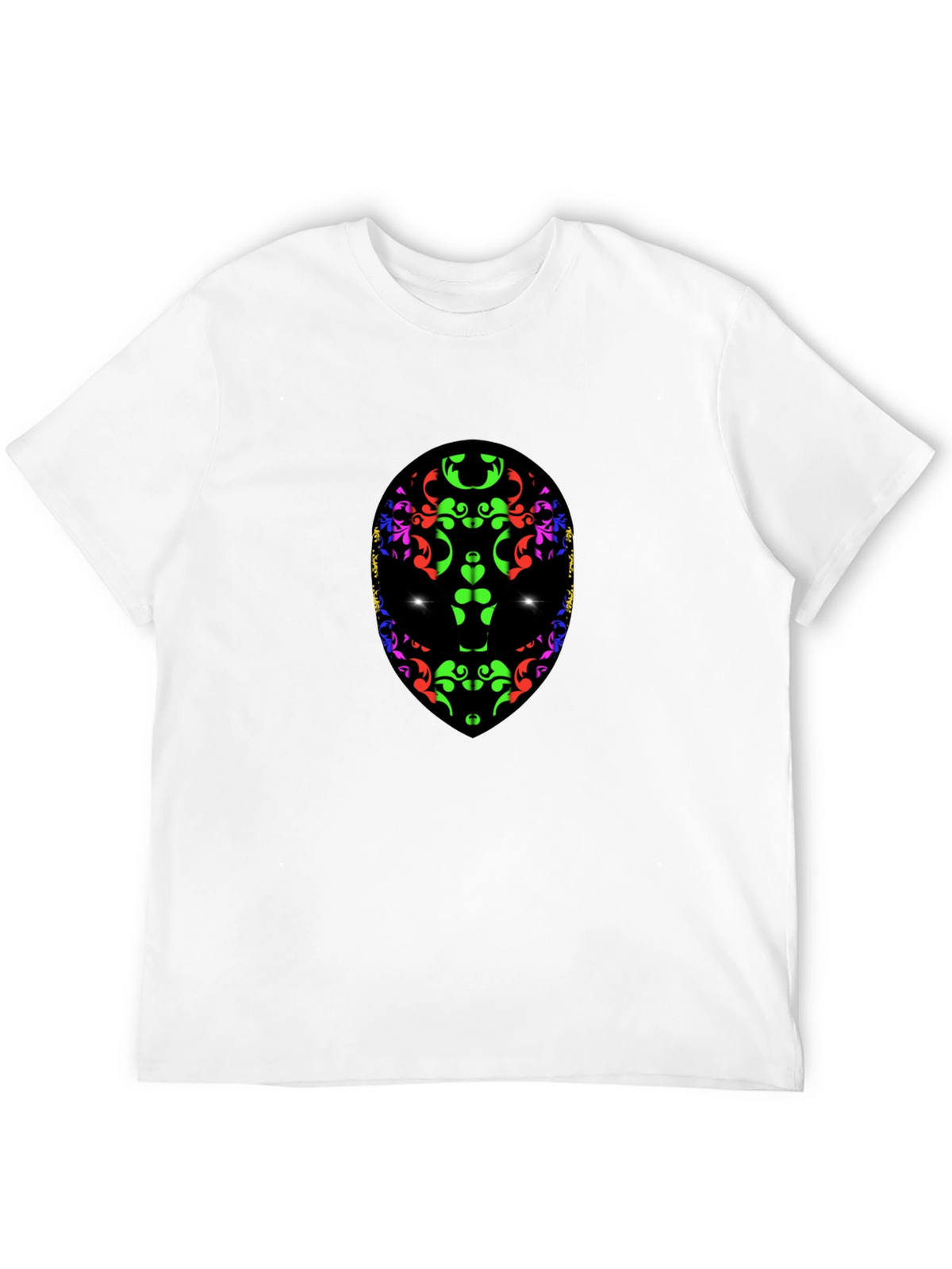 Abstract Alien Face Graphic Print Black T-Shirt