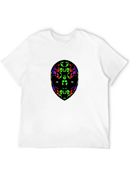 Abstract Alien Face Graphic Print Black T-Shirt