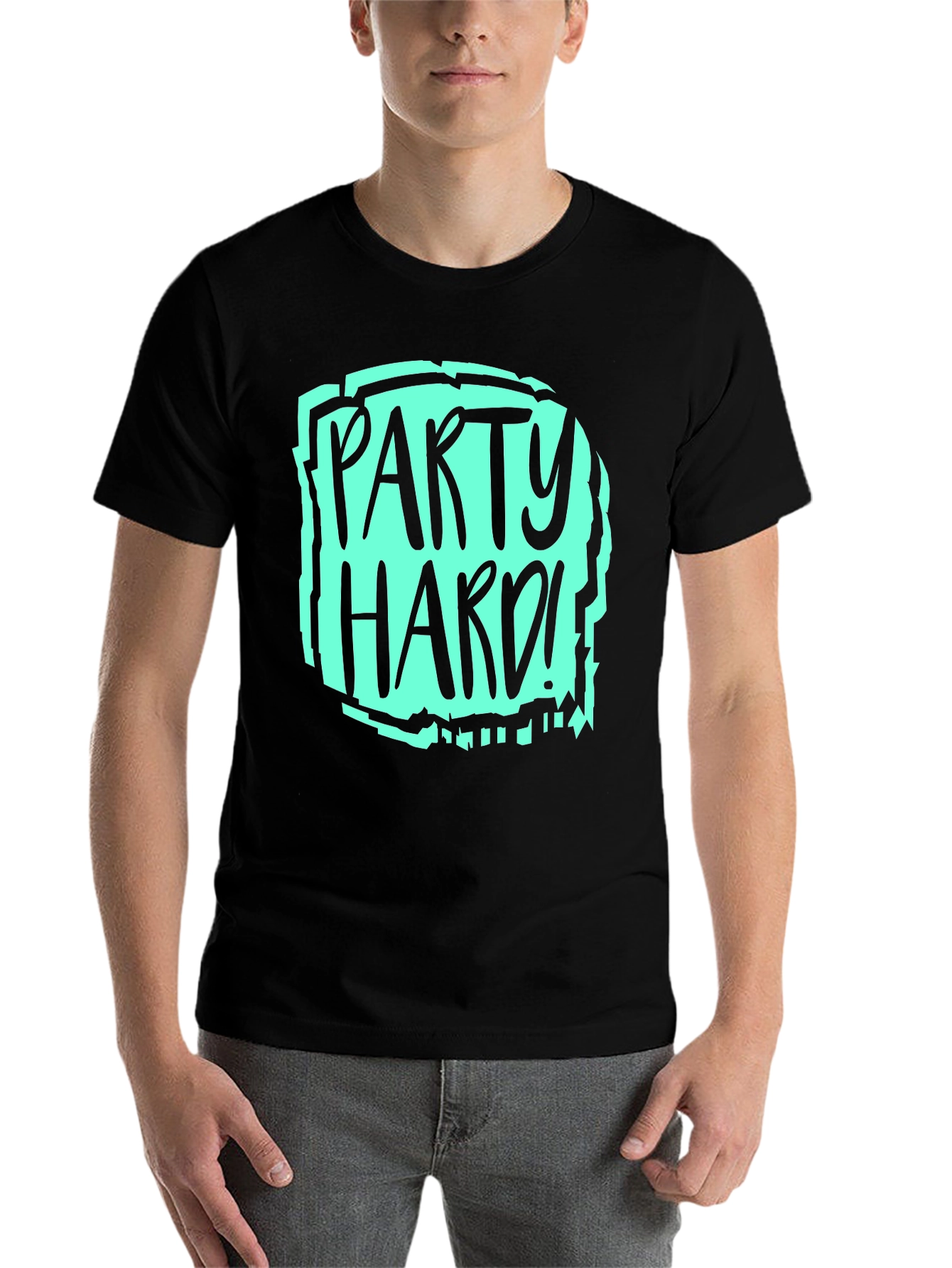 Party Hard Graphic T-Shirt - Black Crew Neck Tee