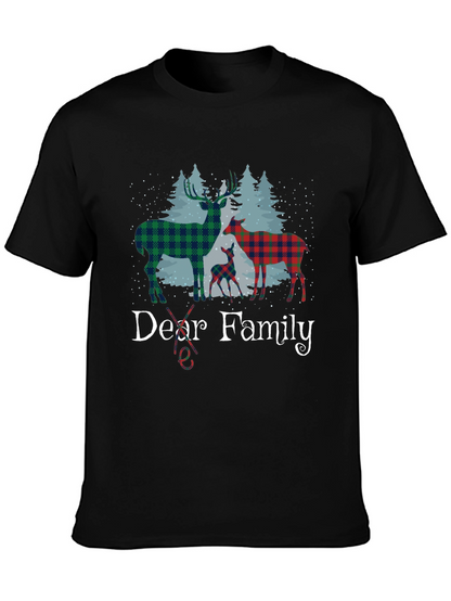 Dear Family Plaid Deer Christmas T-Shirt