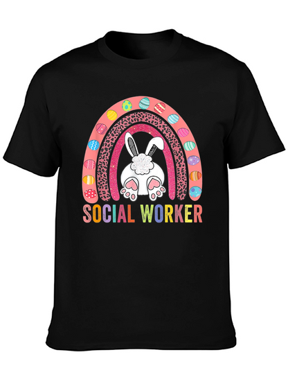 Social Worker Easter Bunny Rainbow T-Shirt