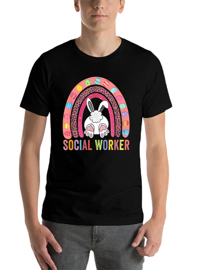 Social Worker Easter Bunny Rainbow T-Shirt