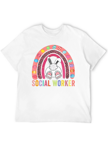 Social Worker Easter Bunny Rainbow T-Shirt